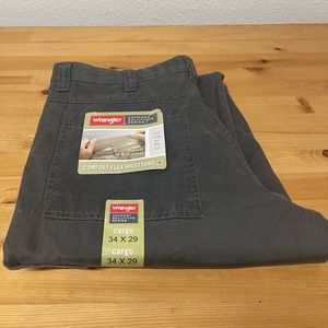 Men's Wrangler Comfort Flex Waistband Cargo Pants Grey 34x29  NWT